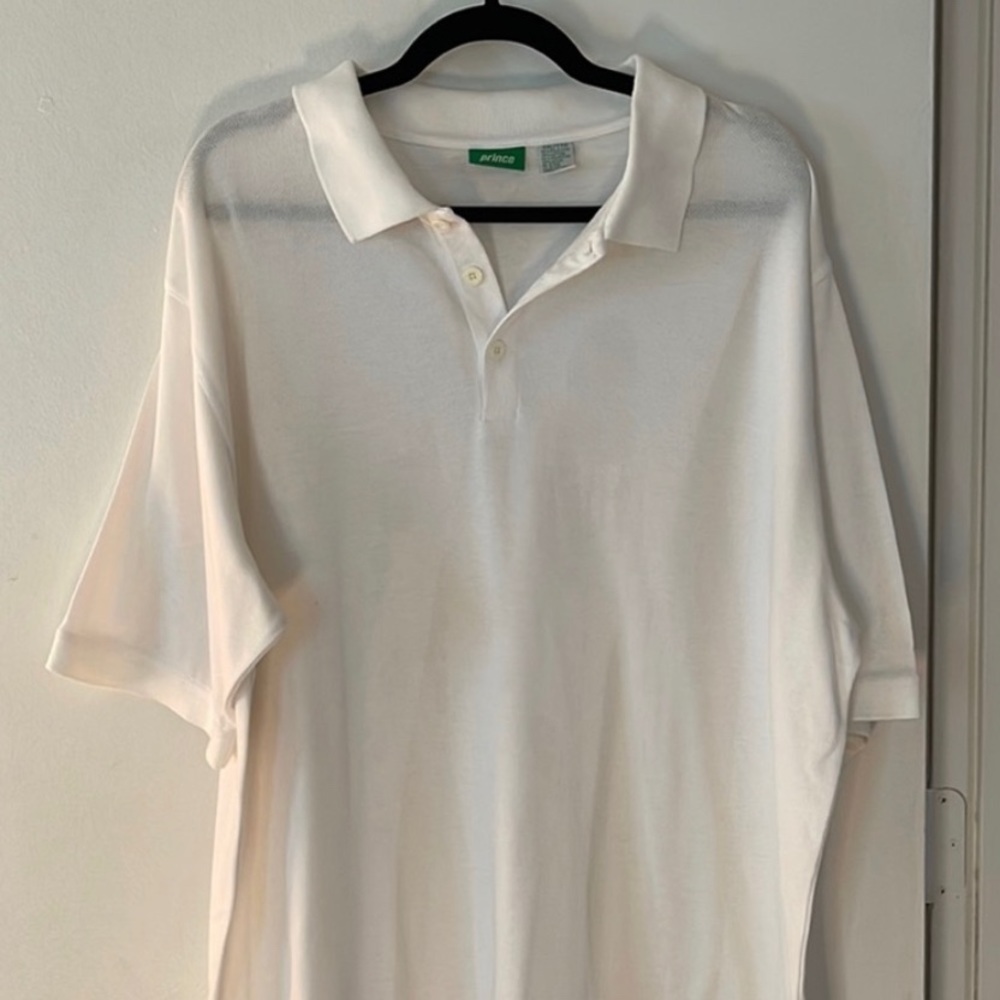 PRINCE Mens white 3 button short sleeve polo shirt size XXL